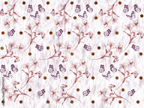 flowers, lily, butterflies