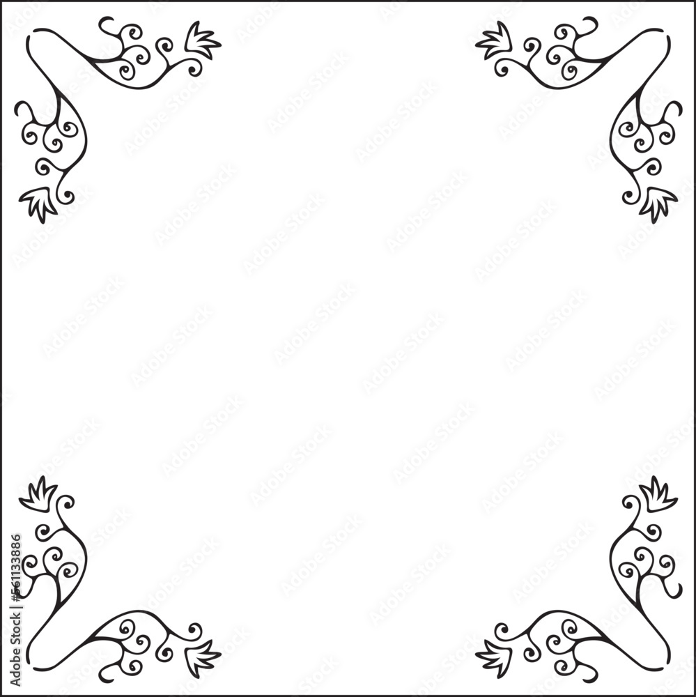 Black and white ornamental border for greeting cards, banners, invitations. Isolated vector illustration. Oriental style. Black and white ornamental border for greeting cards, banners, invitations. Isolated vector illustration. Oriental style.