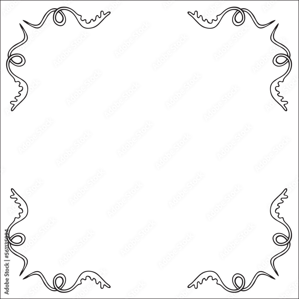 Black and white monochrome ornamental border for greeting cards, banners, invitations. Isolated vector illustration. Black and white monochrome ornamental border for greeting cards, banners, invitations. Isolated vector illustration.