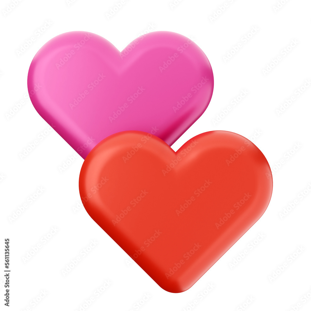 love heart 3d Valentines Day icon illustration render