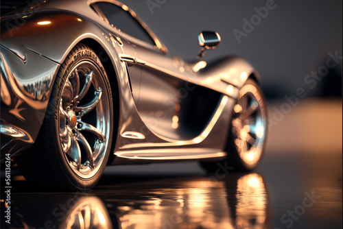 A close-up of a sleek and attractive sports car, showcasing the beauty and power of luxury automobiles. AI Assisted Image