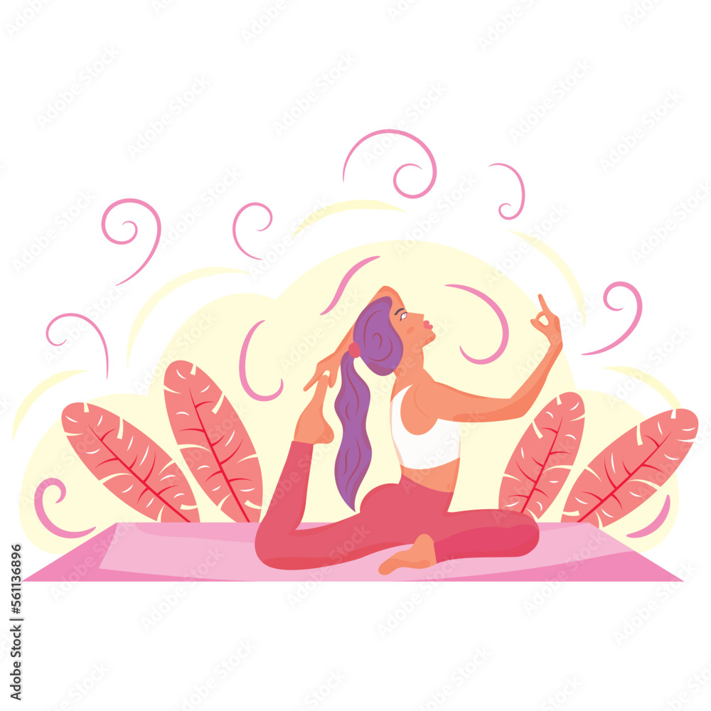 Isolated cute girl character doing a yoga pose Vector Isolated cute girl character doing a yoga pose Vector