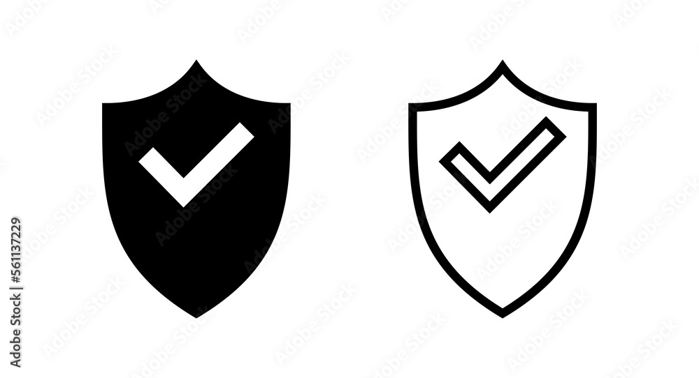 Shield check mark icon vector illustration. Protection approve sign. Insurance icon Shield check mark icon vector illustration. Protection approve sign. Insurance icon
