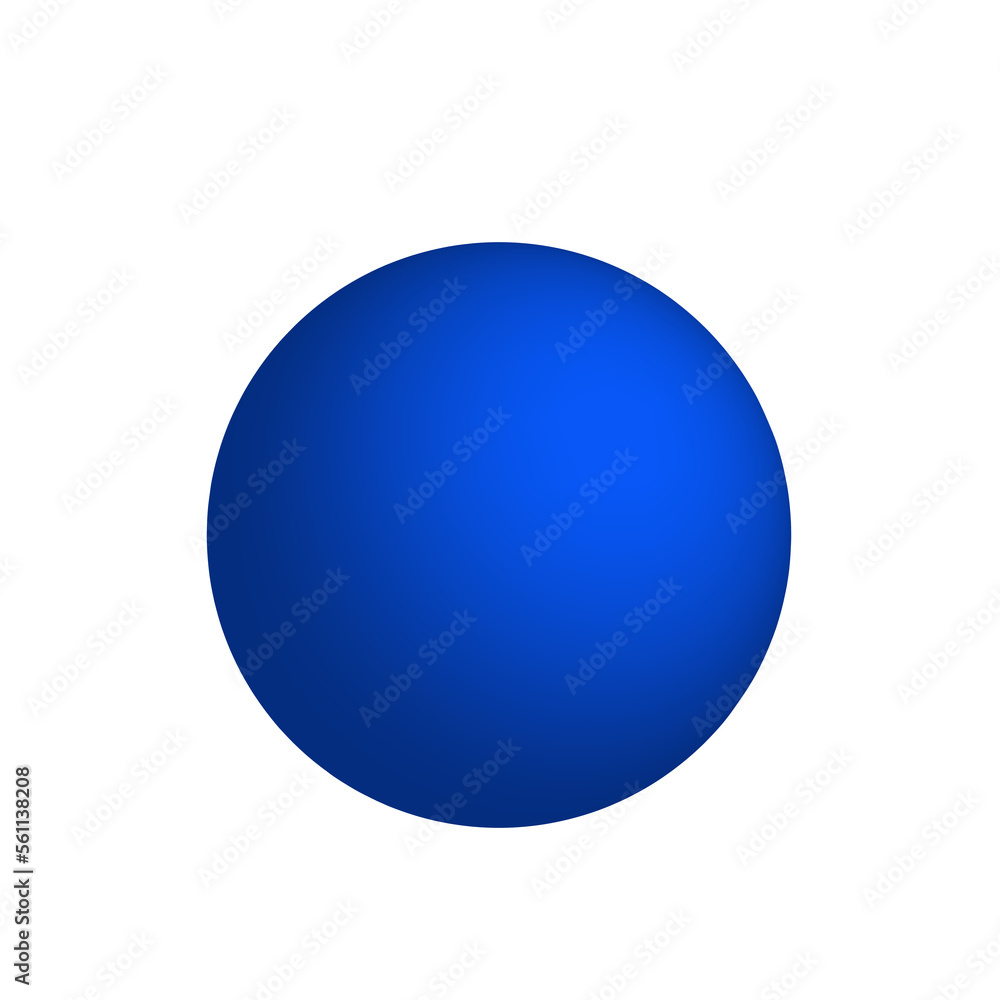 Round blue ball on transparent background, png