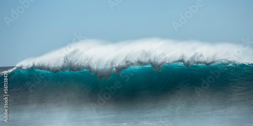 Large Backlit Wave Breaks on Wester Shore of Oahu
