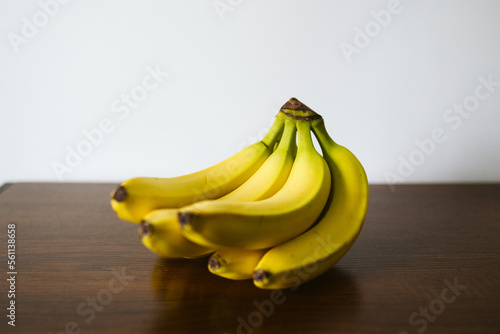 Close up banana on table with white background