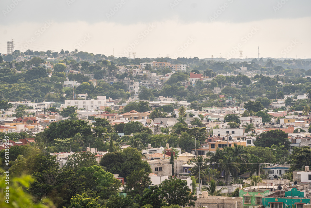 Beautiful panoramic view of the city of Campeche in Mexico.