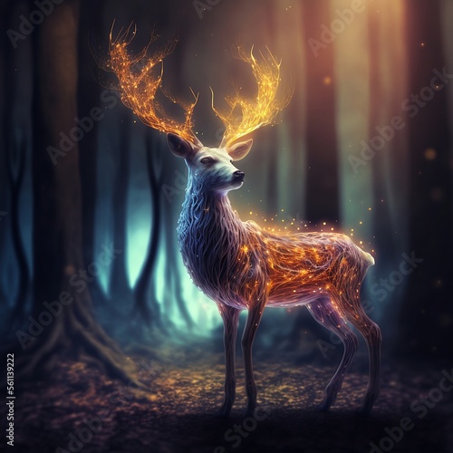 Fototapet colorful,fantastic deer in a fantastic forest
