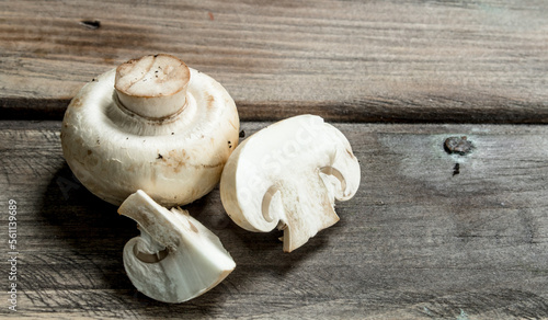 Pieces of fresh mushrooms.