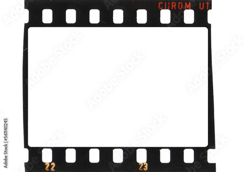 Fotografie 35mm film strip with transparent frame cell and background (PNG image)