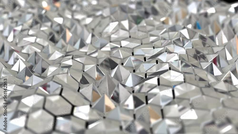 Abstract geometric background of polished metal or glass, floating hexagonal pattern, endless geometric field. Creative 3d modern background. Abstract geometric background of polished metal or glass, floating hexagonal pattern, endless geometric field. Creative 3d modern background.
