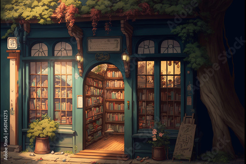 A magical bookstore filled with stories. Superb anime-styled and DnD environment