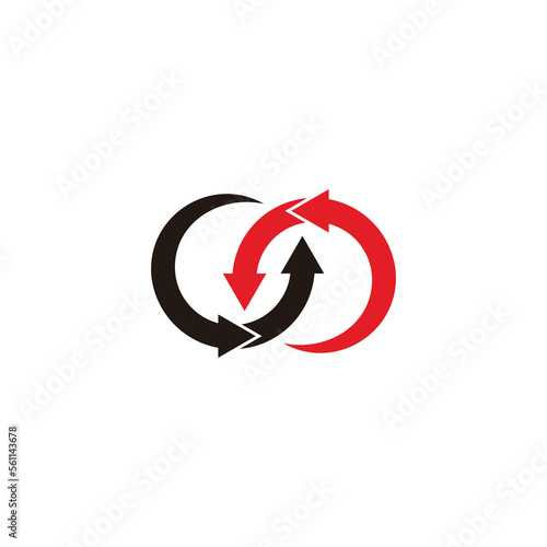 rotate arrows mix colors symbol icon vector