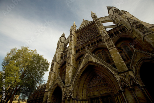 Looking up at the impressive architechure of Westminister Abby. photo