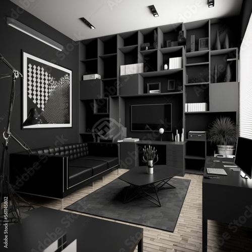 living room interior, Office, generative, IA