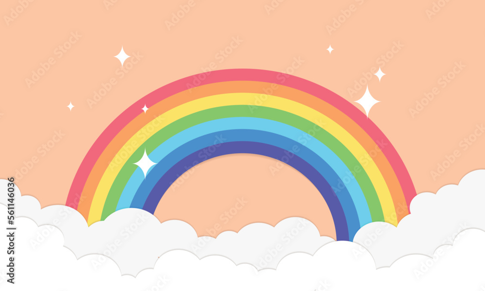 Rainbow vector, Rainbow, rainbow and clouds