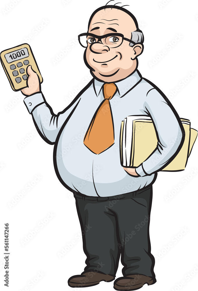 cartoon happy accountant office man figure - PNG image with transparent background