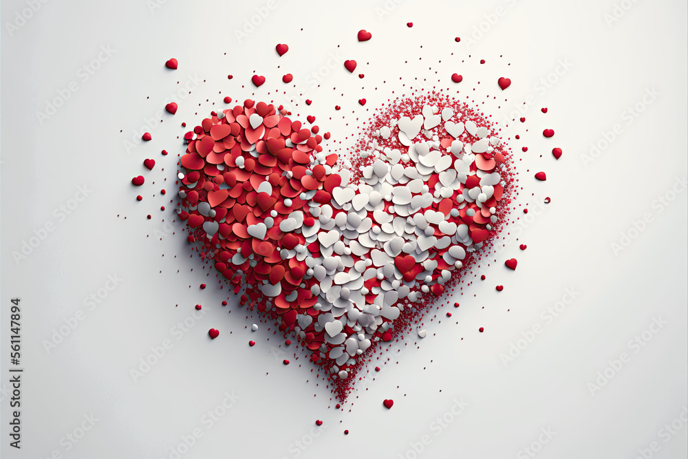heart made of red hearts on white