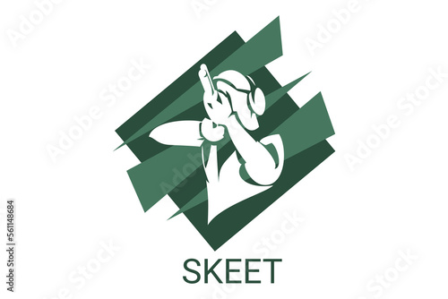 skeet sport vector line icon. an athlete posing for a shot. sport pictogram, vector illustration. photo