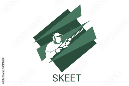 skeet sport vector line icon. an athlete posing for a shot. sport pictogram, vector illustration.