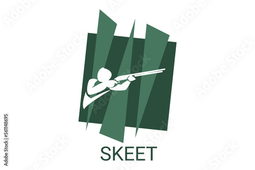 skeet sport vector line icon. an athlete posing for a shot. sport pictogram, vector illustration.