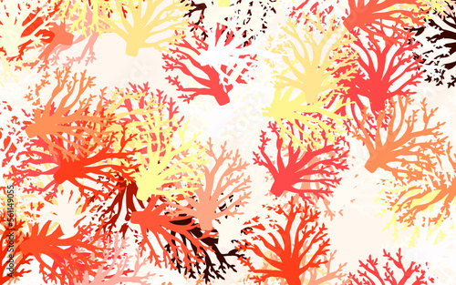 Dark Orange vector natural artwork with branches, leaves.