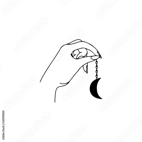 vector illustration of hand with moon