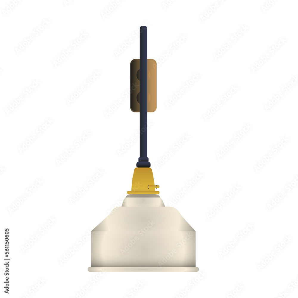 Hanging outdoor lamp with white lampshade in realistic style. Glass lightbulb. Colorful PNG illustration. Hanging outdoor lamp with white lampshade in realistic style. Glass lightbulb. Colorful PNG illustration.
