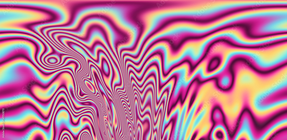 Fototapeta premium Abstract psychedelic background with neon rainbow leaks and stains. The 70s hippie style.