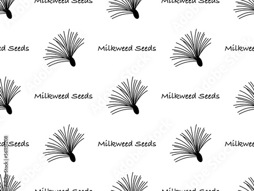 Milkweed seeds cartoon character seamless pattern on white background