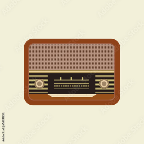 antique vintage radio flat design vector illustration. analogue retro radio, classic style