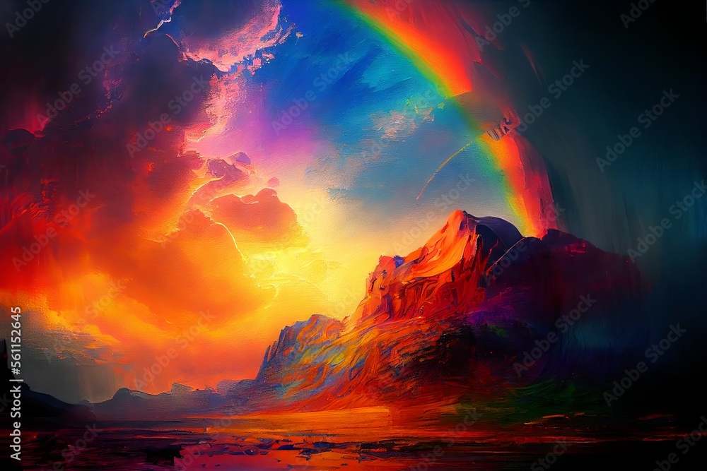 Rainbow Enlightenment Escape to Reality Illustration, surreal and dramatic skies.
generative ai 