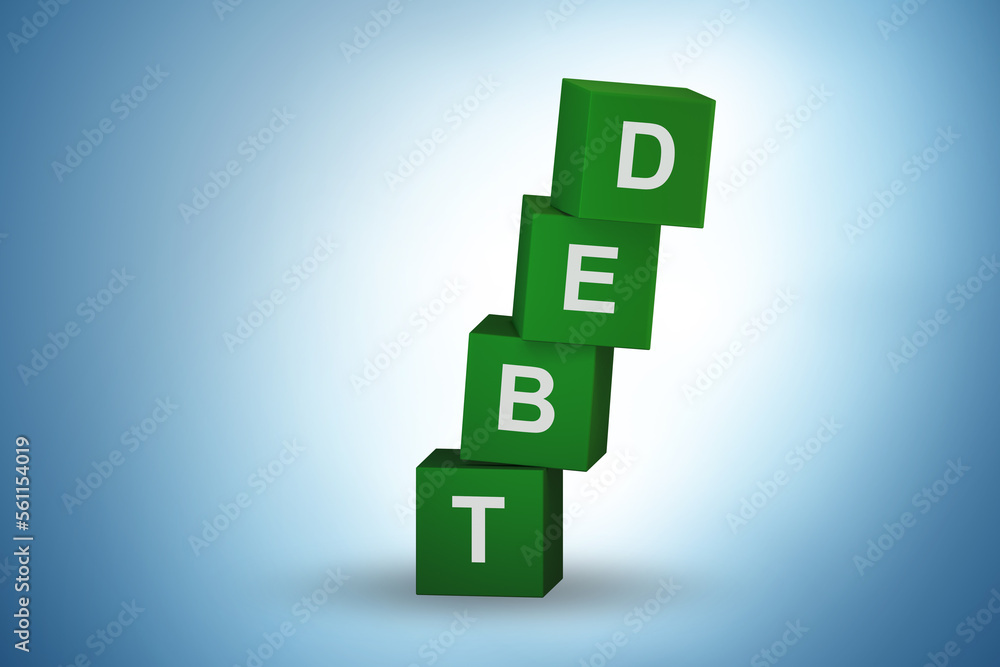 Loan and debt concept with cubes - 3d rendering Loan and debt concept with cubes - 3d rendering