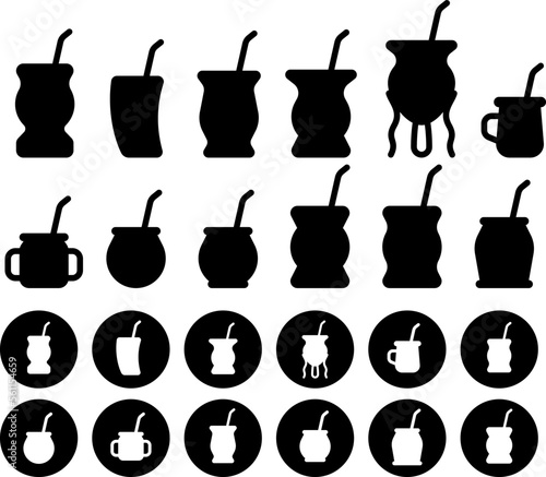 Argentine mate tea icon. argentinan mate vector symbols. Yerba mate tea Argentina symbol set. 

