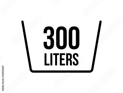 300 liters icon. Liquid measure vector in liters isolated on white background