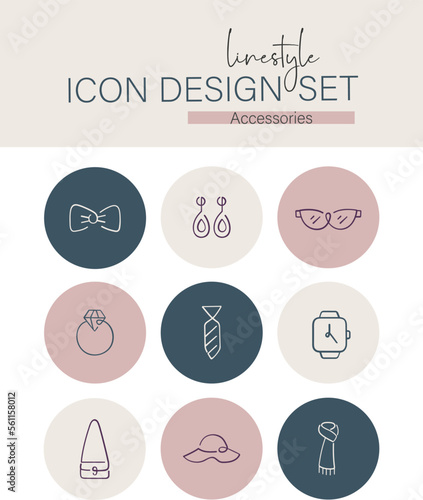 Linestyle Icon Design Set Accessories