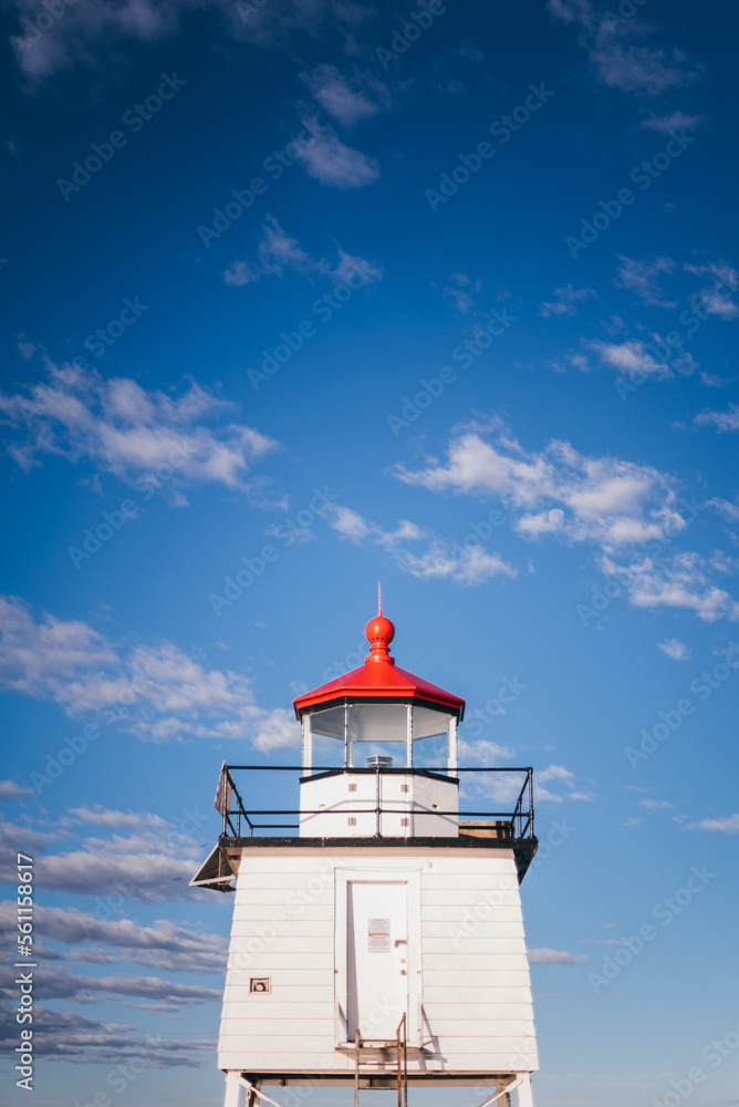 White lighthouse with red top