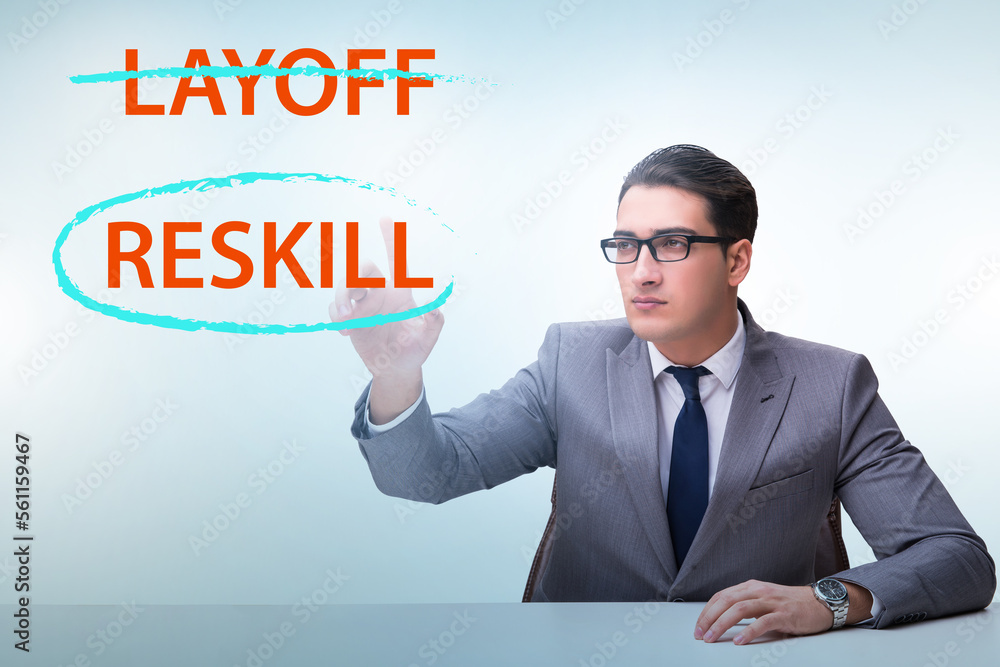 Re-skilling and upskilling in learning concept Re-skilling and upskilling in learning concept
