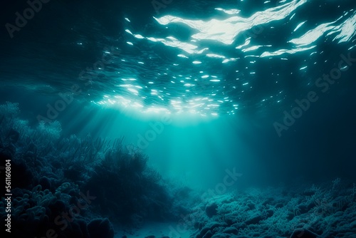 Artistic Underwater photo of waves. From a scuba dive in the canary island in the Atlantic Ocean. underwater sea deep, sea deep blue sea. generative ai © Neda Asyasi