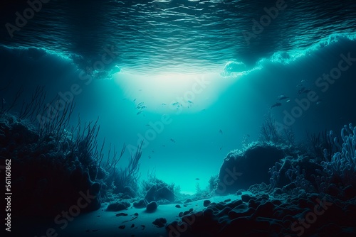 Artistic Underwater photo of waves. From a scuba dive in the canary island in the Atlantic Ocean. underwater sea deep  sea deep blue sea
