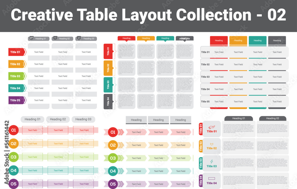 Creative PowerPoint Table Layout, 6 Different Table Format, PowerPoint Table, Creative Table Layout, PowerPoint Creative Table Ideas