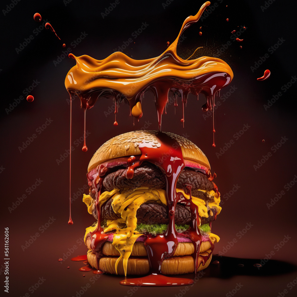 render hamburguesa realista  - obrazy, fototapety, plakaty 