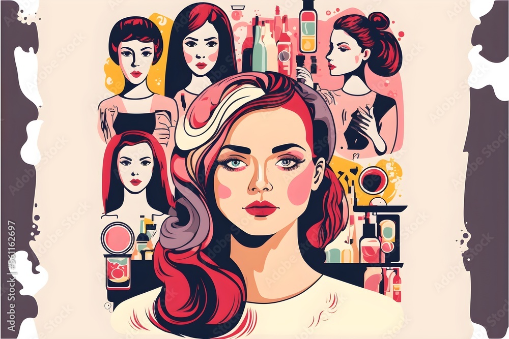 Woman in beauty salon, professional hairdresser, illustration. Woman in beauty salon, professional hairdresser, illustration.
