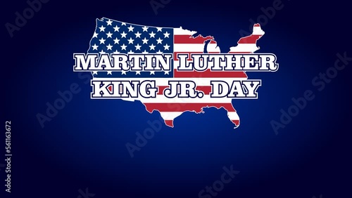 Animated Martin Luther King Day, MLK Day motion graphic flag on blue background