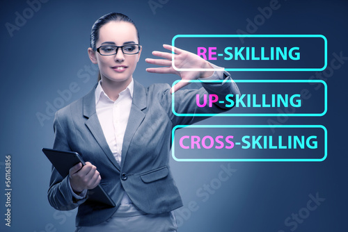 Re-skilling and upskilling in learning concept photo