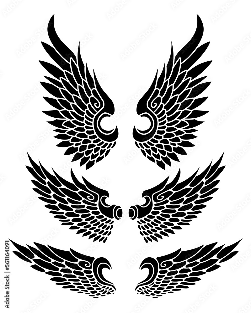 vector set of angel wings tribal tattoo vector set of angel wings tribal tattoo