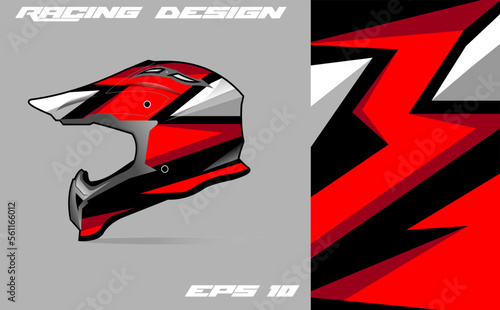 Helmet motorcycle wrap design vector . Decal livery background racing .