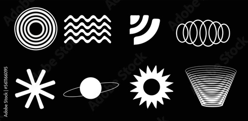 Vector Graphic Assets Set. Bold modern Shapes for Posters Template, flyers, clothes, social media, graphic design, sticker, In Y2k style, Futuristic, Anti-design, Digital Collage, Retro Futurist.