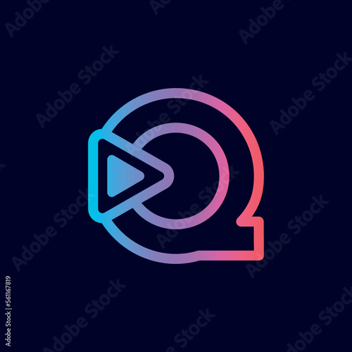 music logo design play brand letter Q