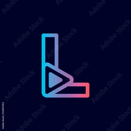 music logo design play brand letter L